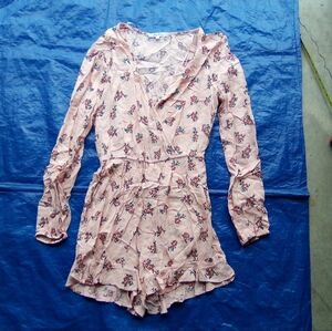 Willow And Clay Floral Pink Long Sleeve Romper